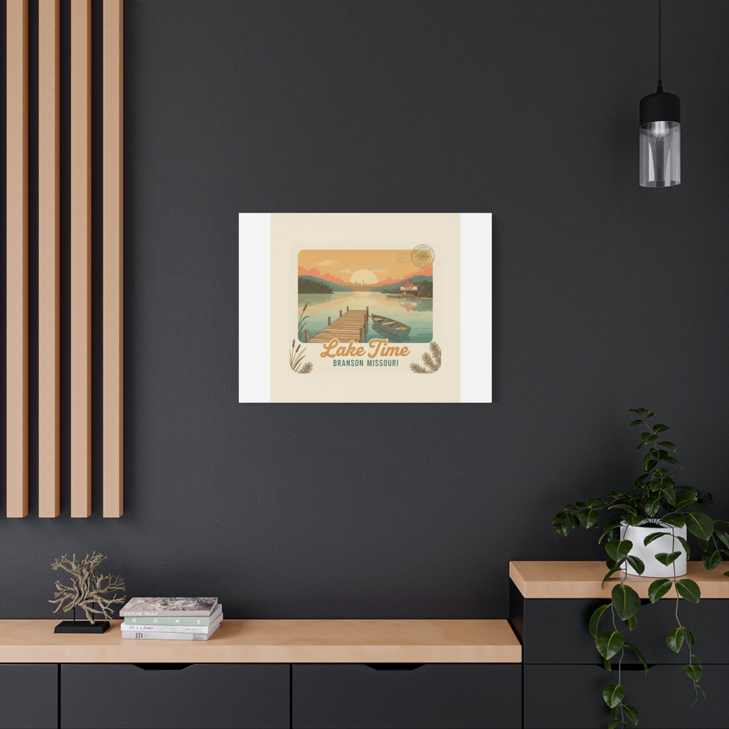 Vintage Postcard Canvas Lake Time Print