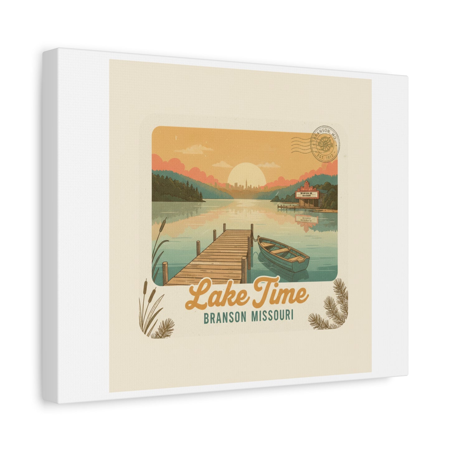 Vintage Postcard Canvas Lake Time Print