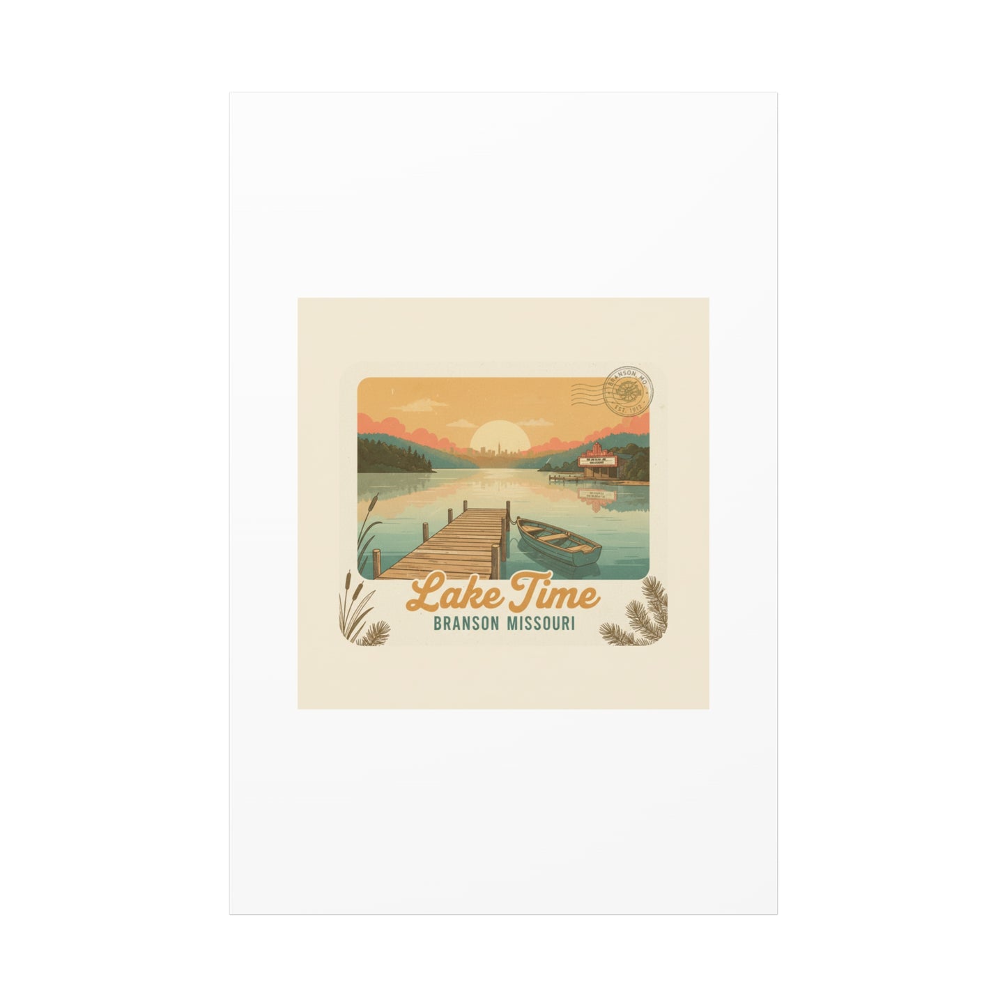 Vintage Postcard Canvas Lake Time Print