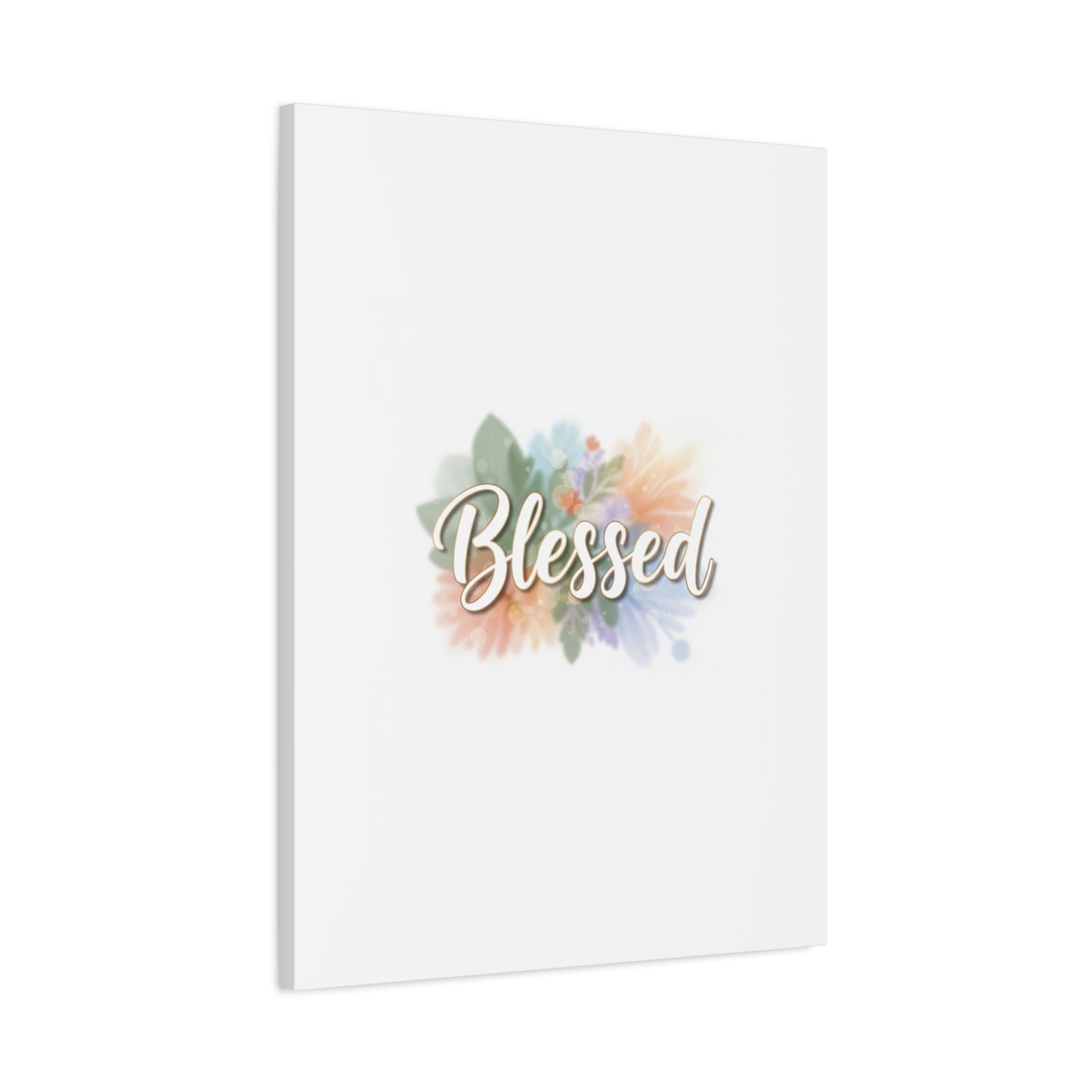 Blessed Floral Script Canvas