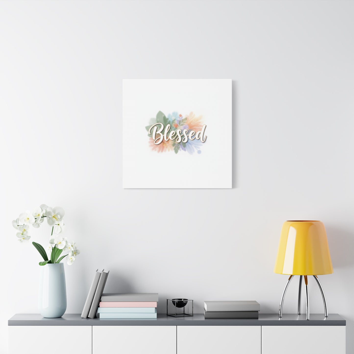Blessed Floral Script Canvas