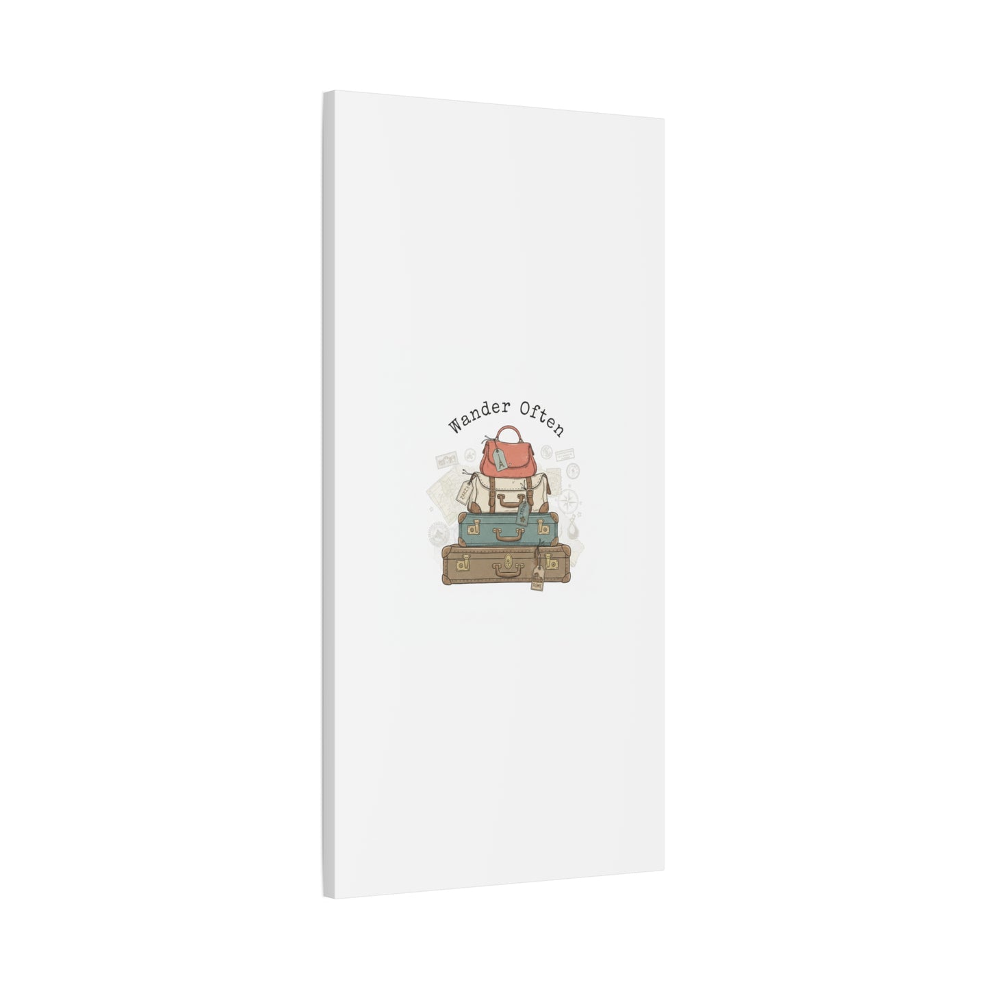 Wander Often Vintage Luggage Stack Canvas, travel stamps | passport stamp wanderlust