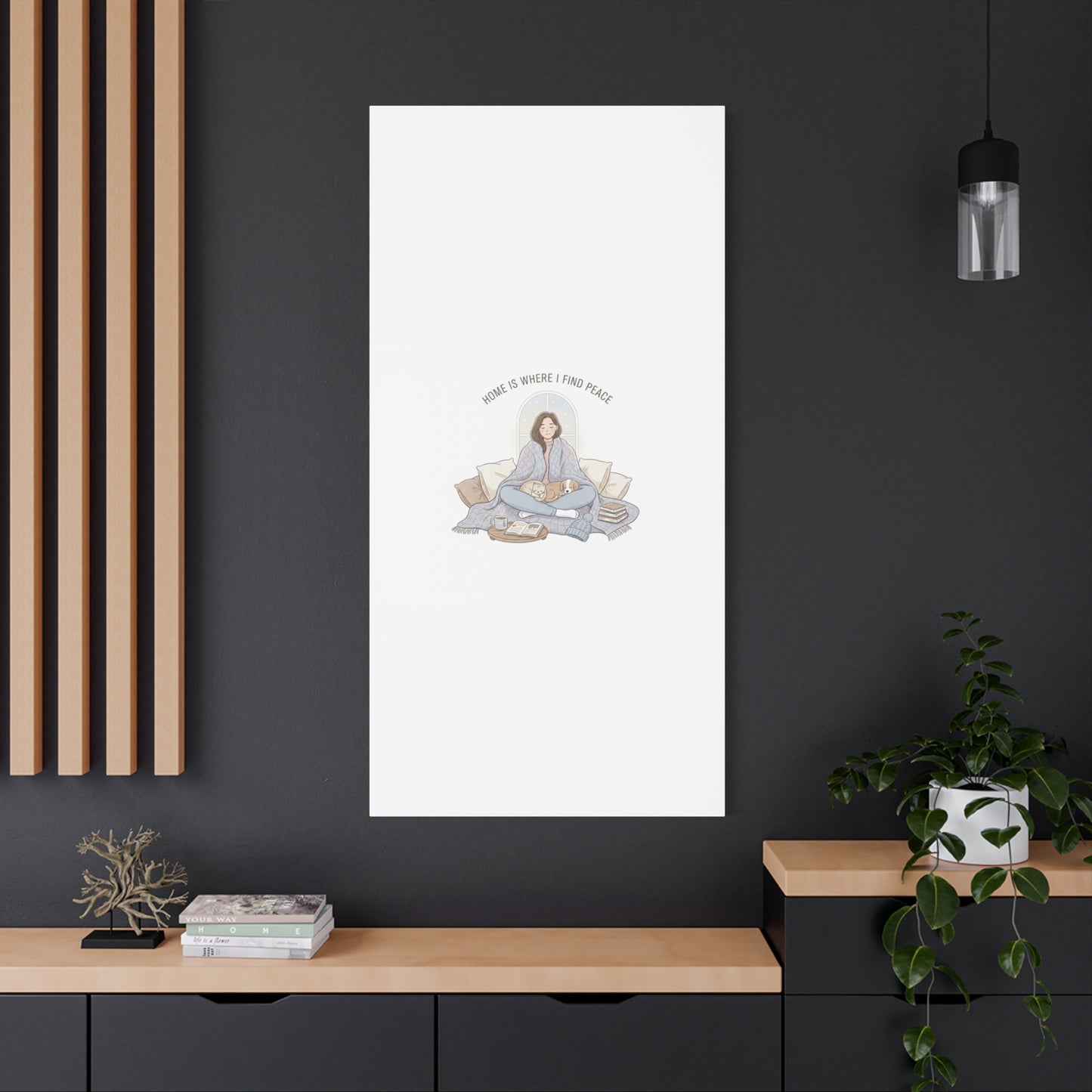 Home Is Where I Find Peace Canvas | Cozy Homebody Wall Art, Introvert Winter