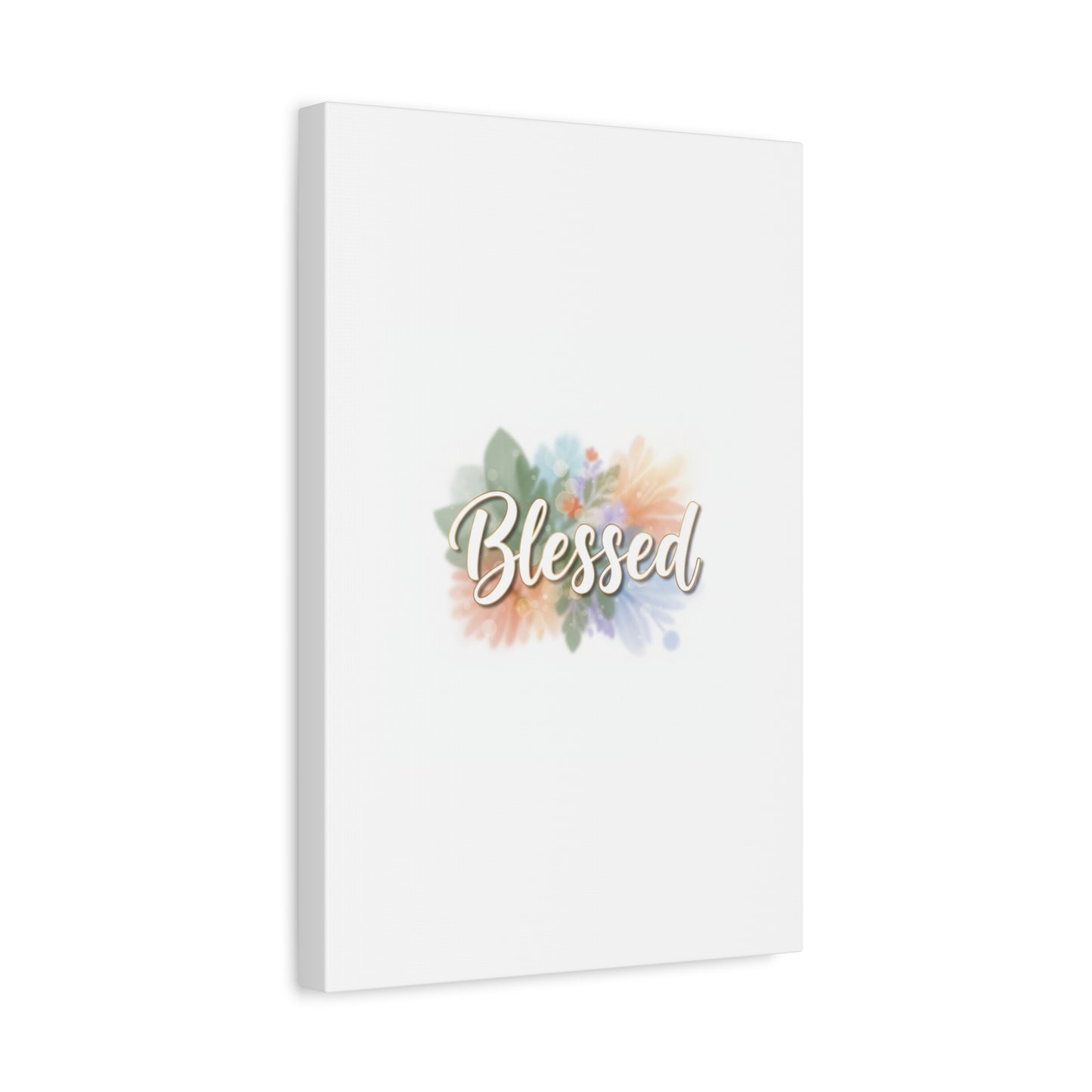 Blessed Floral Script Canvas