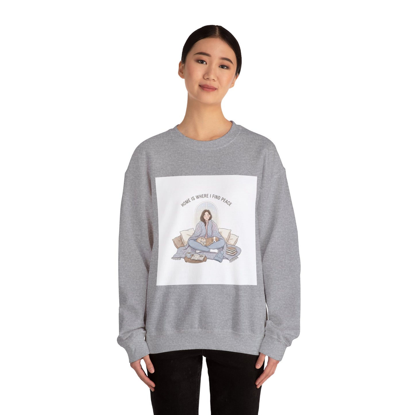 Home Is Where I Find Peace Crewneck Sweatshirt | Introvert Homebody Cozy Winter