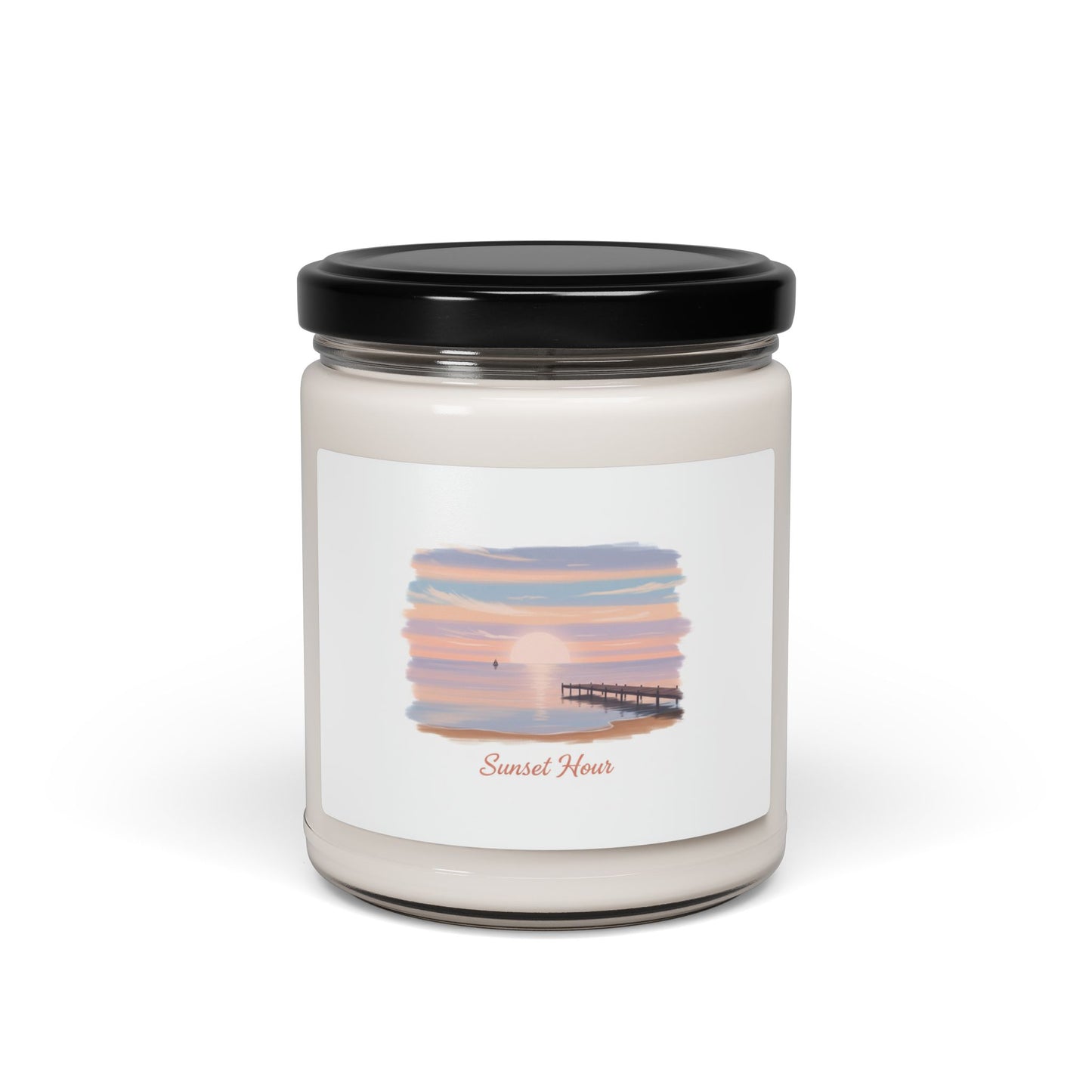 Sunset Hour Candle | Soy Jar, Minimal Luxe Gold Typography
