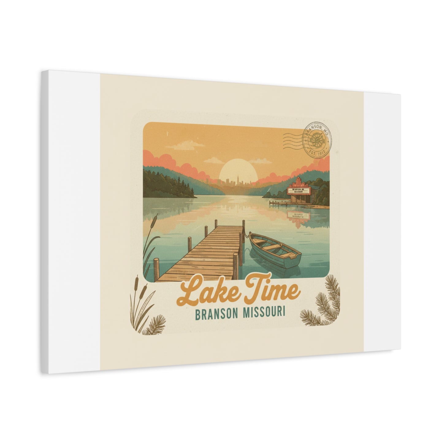 Vintage Postcard Canvas Lake Time Print