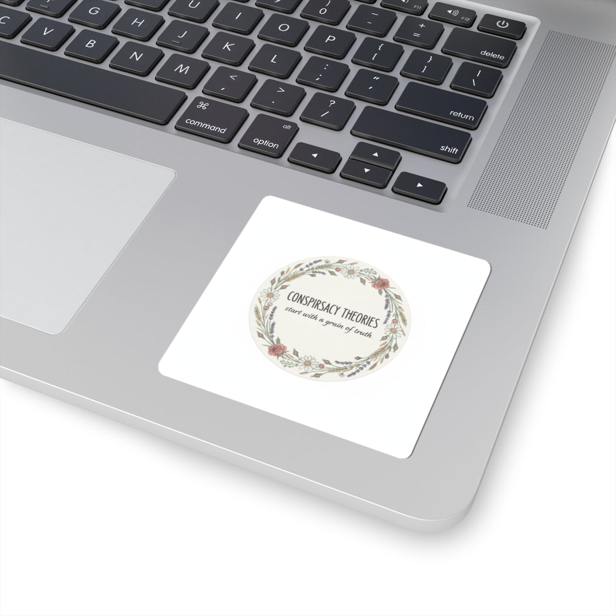 Conspiracy Theories Floral Sticker | Minimal Luxe Gold Accents