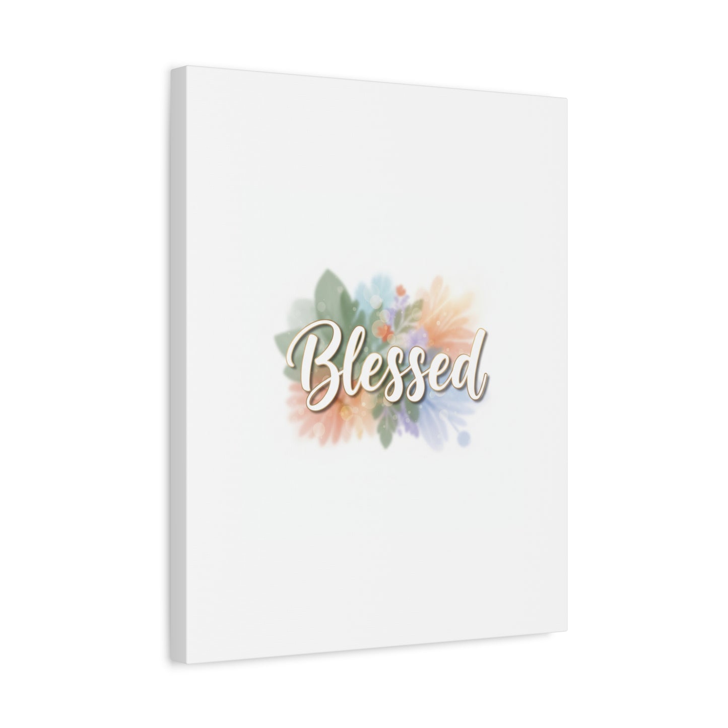 Blessed Floral Script Canvas
