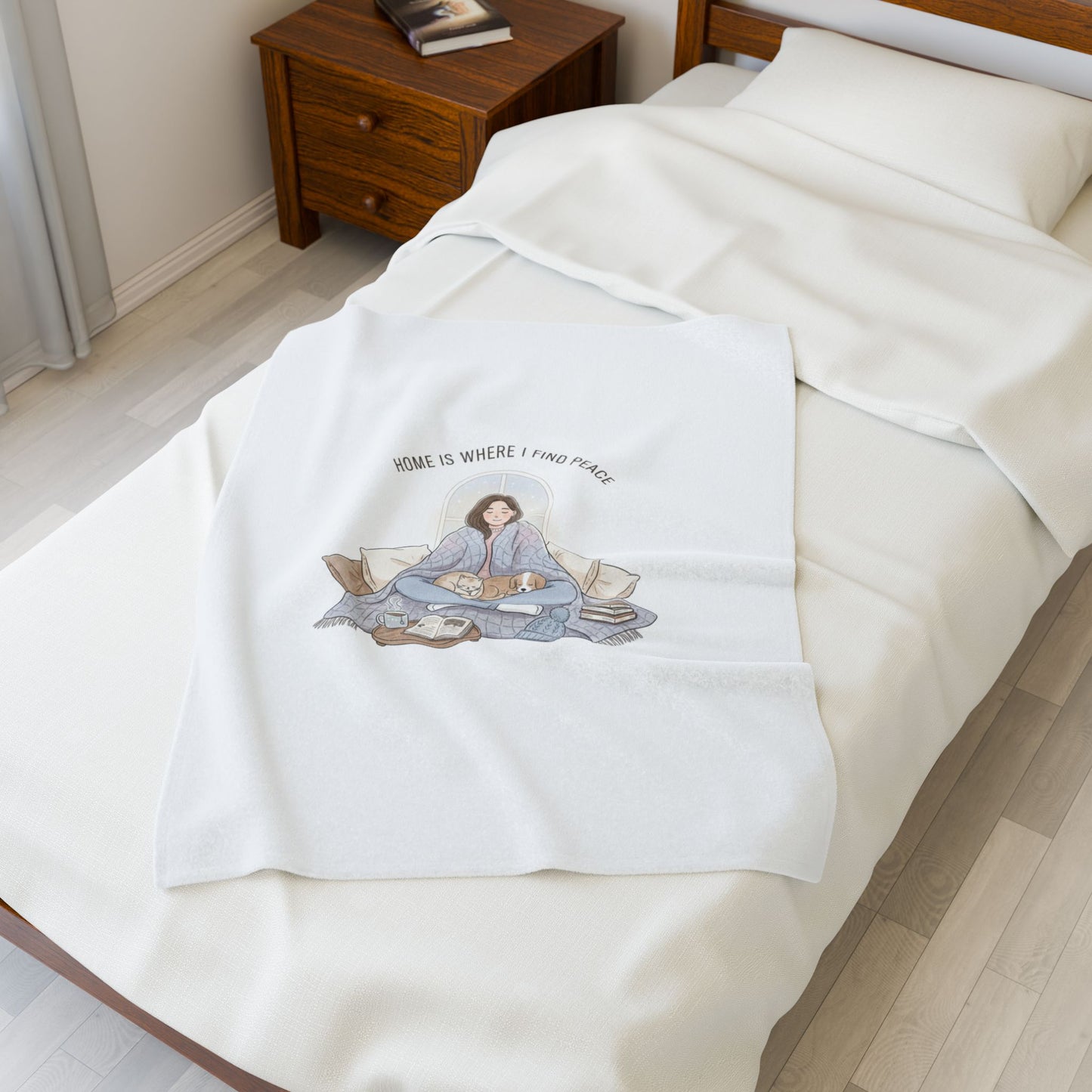 Home Is Where I Find Peace Velveteen Blanket | Introvert Homebody, Cozy Winter