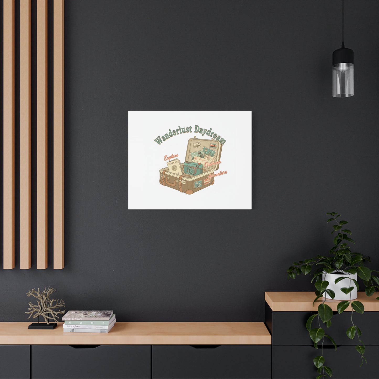 Wanderlust Daydream Travel Postcard Canvas | Retro Travel Stamp Decor