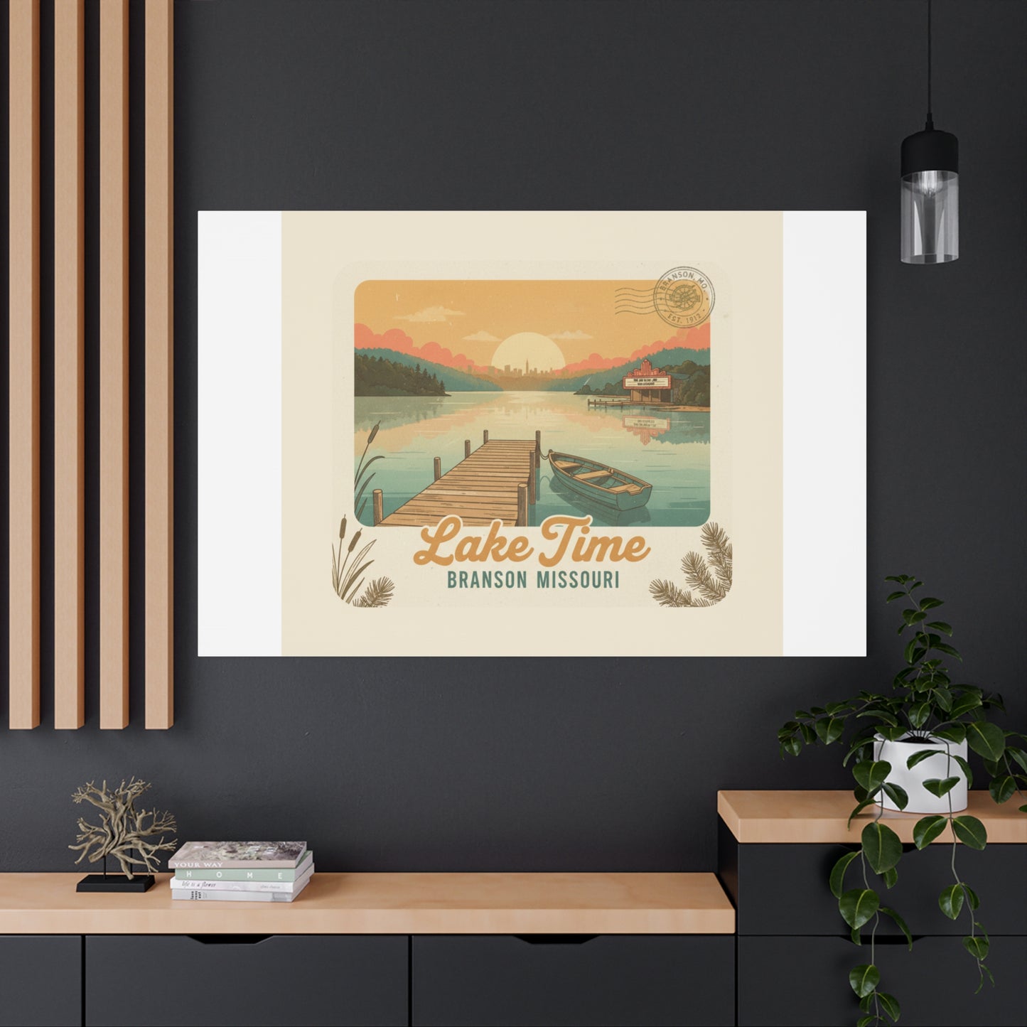 Vintage Postcard Canvas Lake Time Print