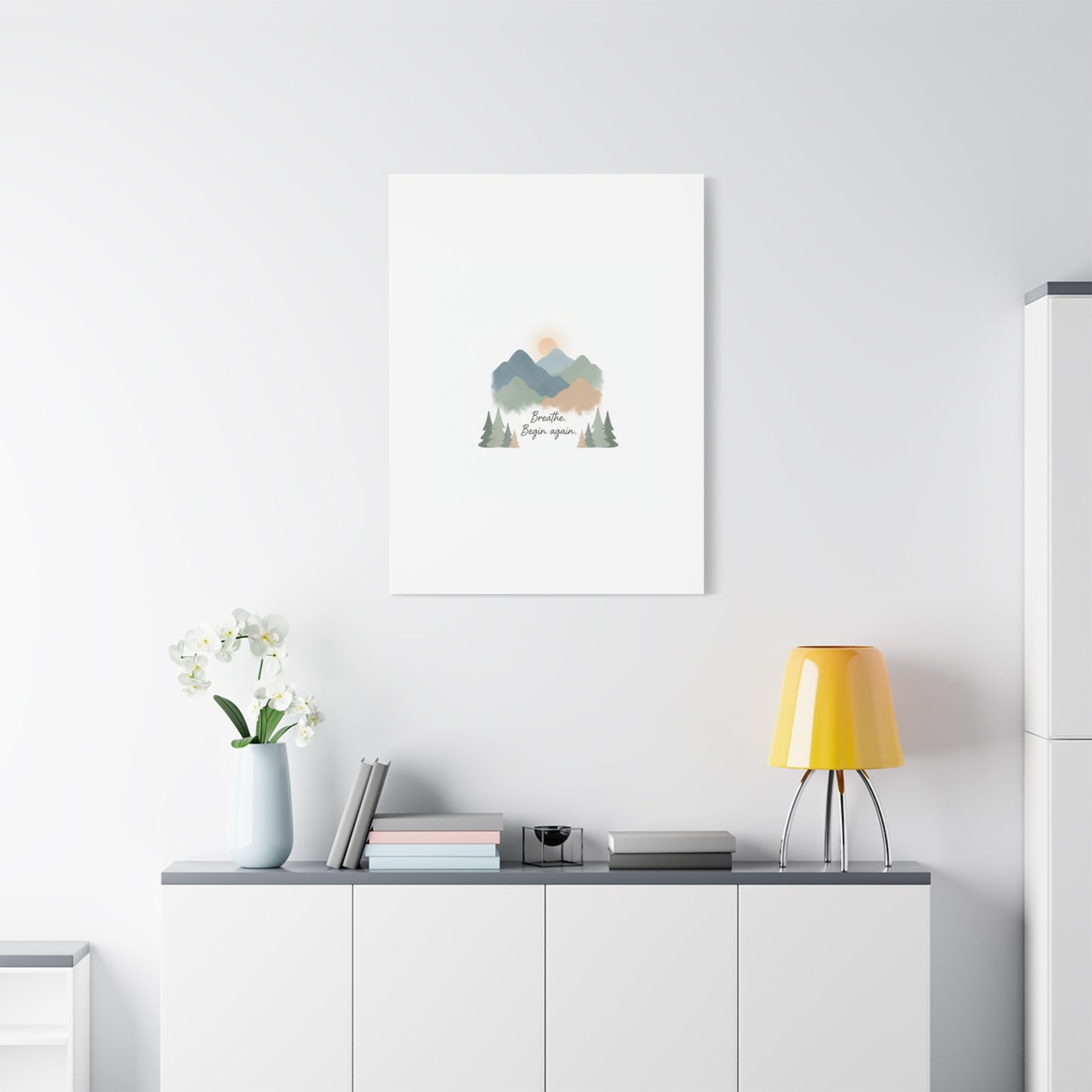 Mountain Print Canvas-breathe and began again-