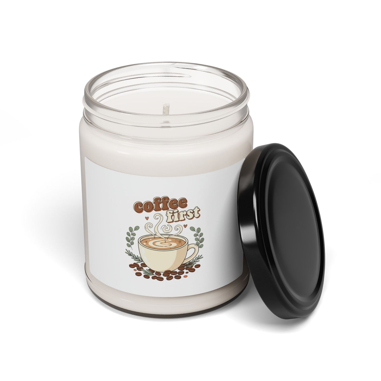 coffee first Soy Candle | coffee aesthetic, latte art design