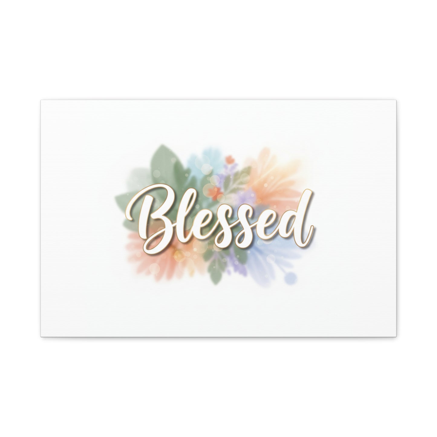 Blessed Floral Script Canvas