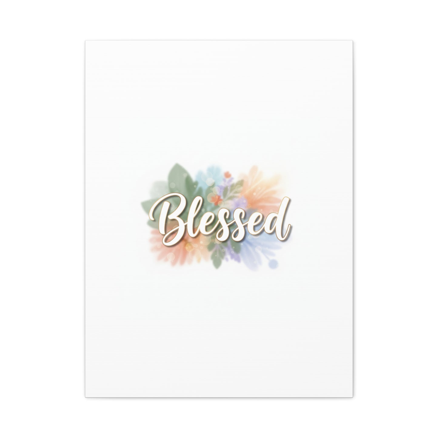 Blessed Floral Script Canvas