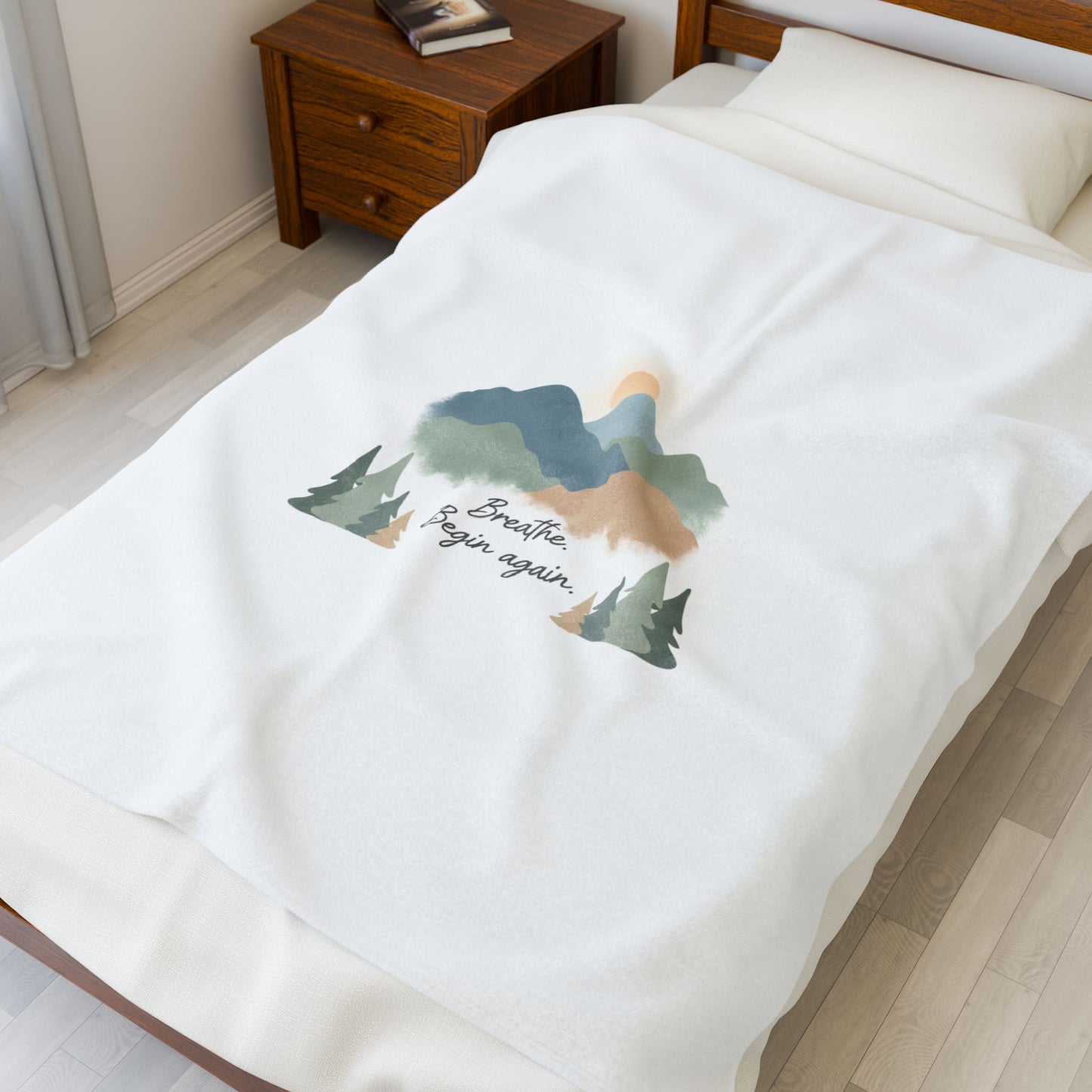 Mountain Throw Blanket -breathe and began again-