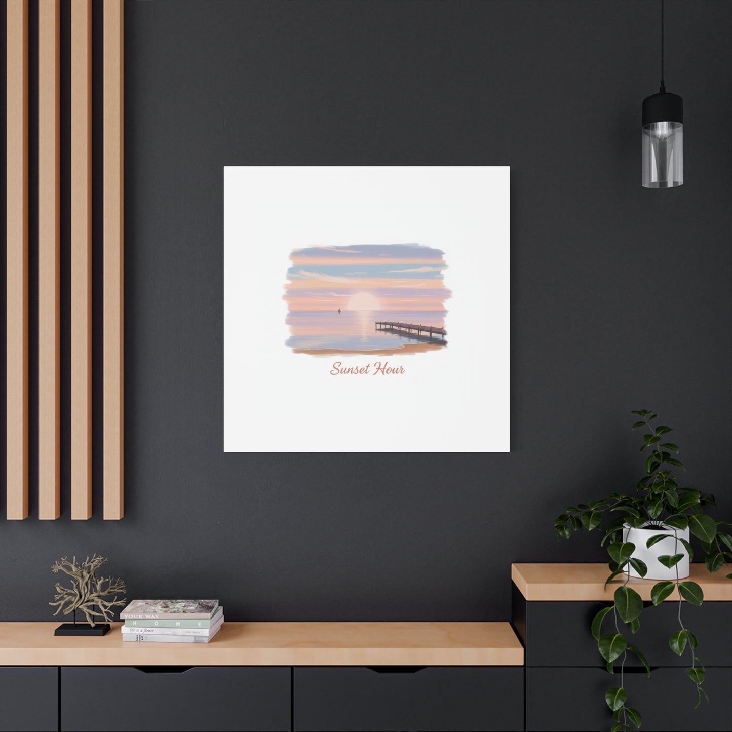 Sunset Hour Canvas, Matte Stretched 1.25" | Minimal Luxe Gold Accent