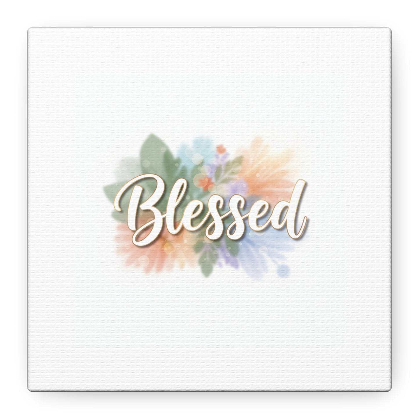 Blessed Floral Script Canvas