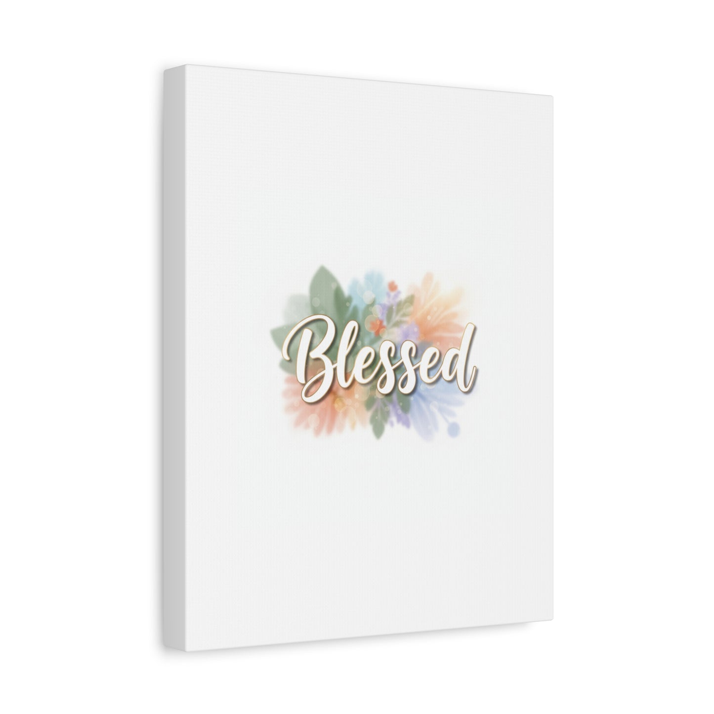 Blessed Floral Script Canvas