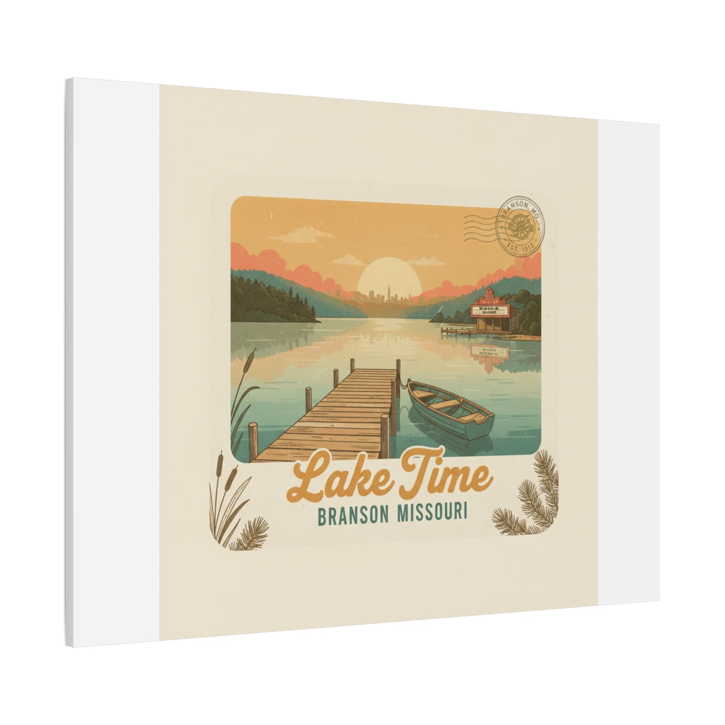 Vintage Postcard Canvas Lake Time Print
