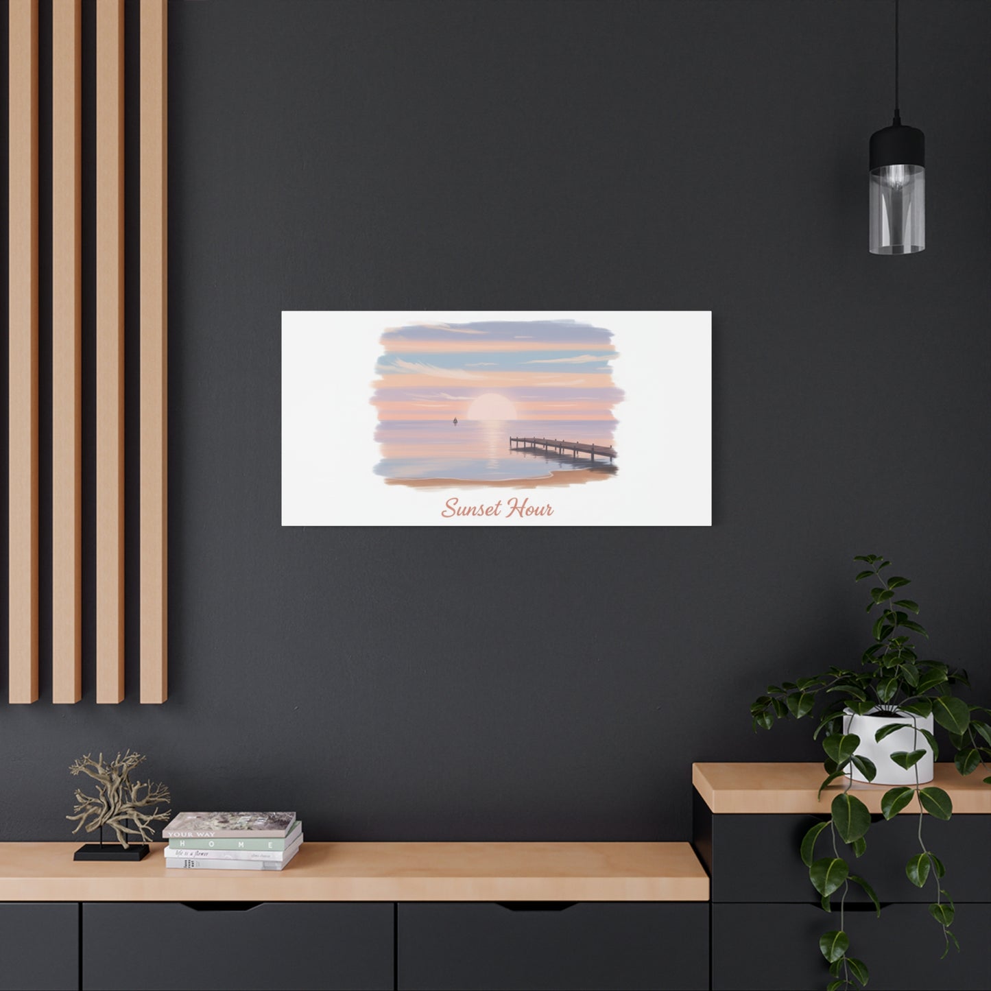 Sunset Hour Canvas, Matte Stretched 1.25" | Minimal Luxe Gold Accent