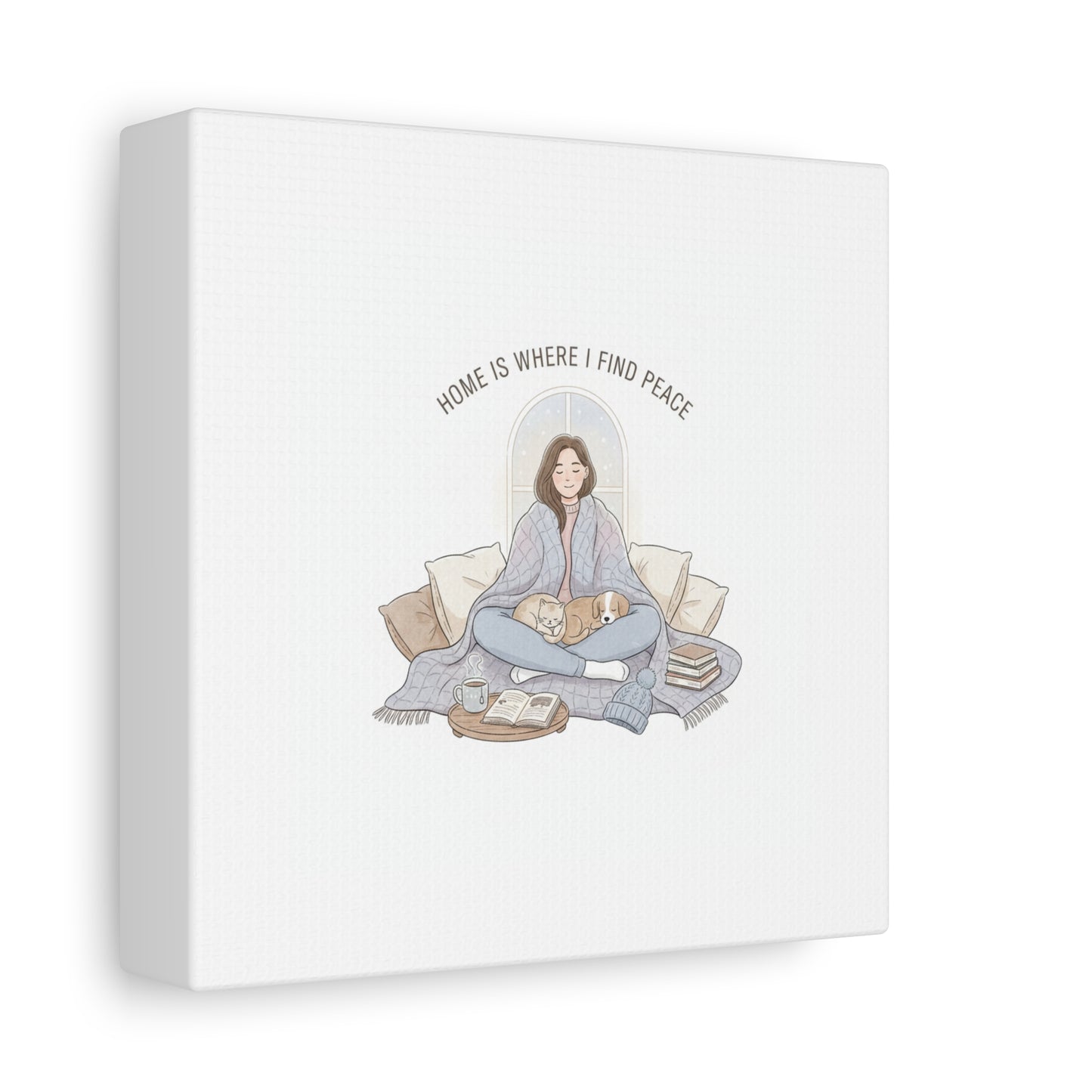 Home Is Where I Find Peace Canvas | Cozy Homebody Wall Art, Introvert Winter