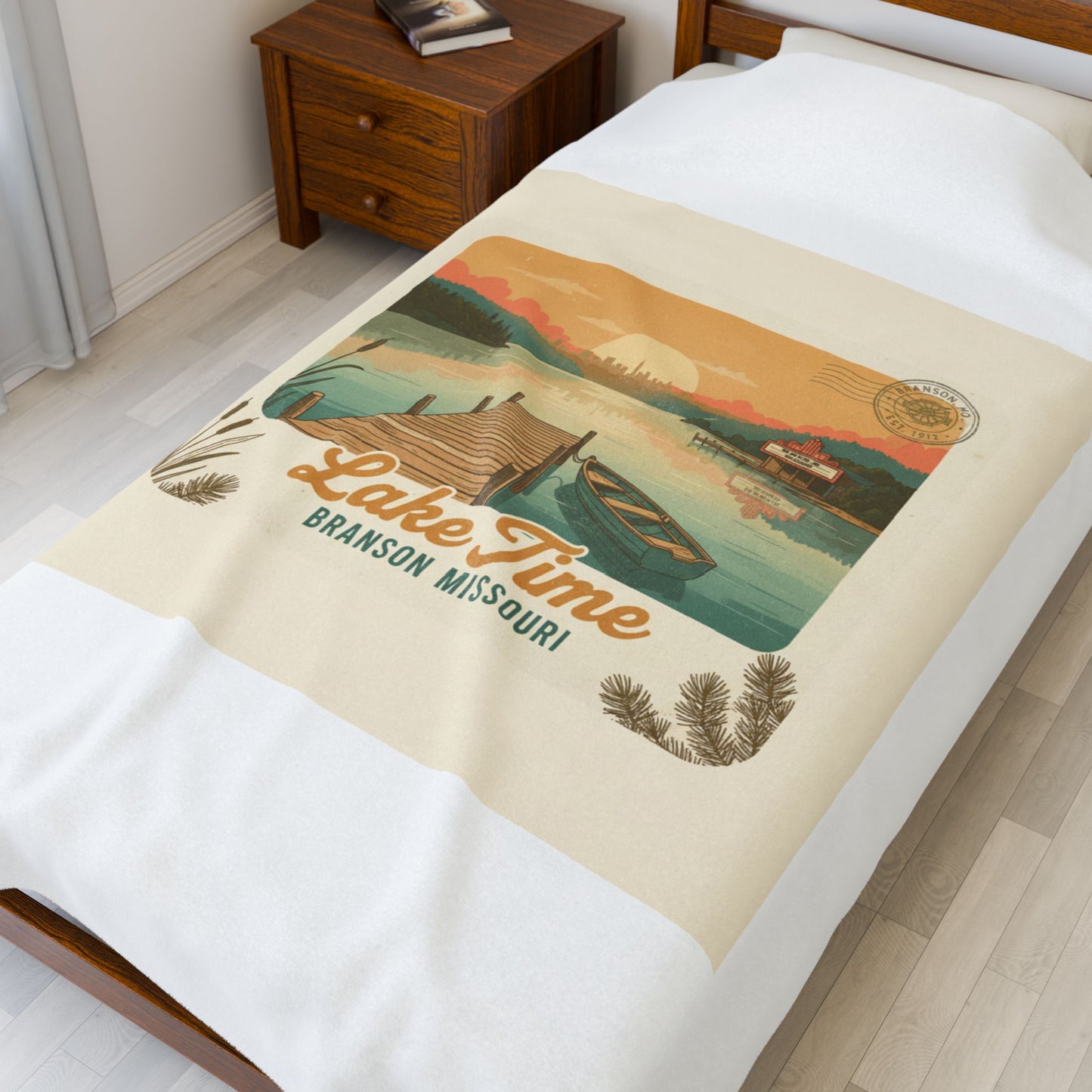Lake Time Branson Missouri Velveteen Plush Blanket
