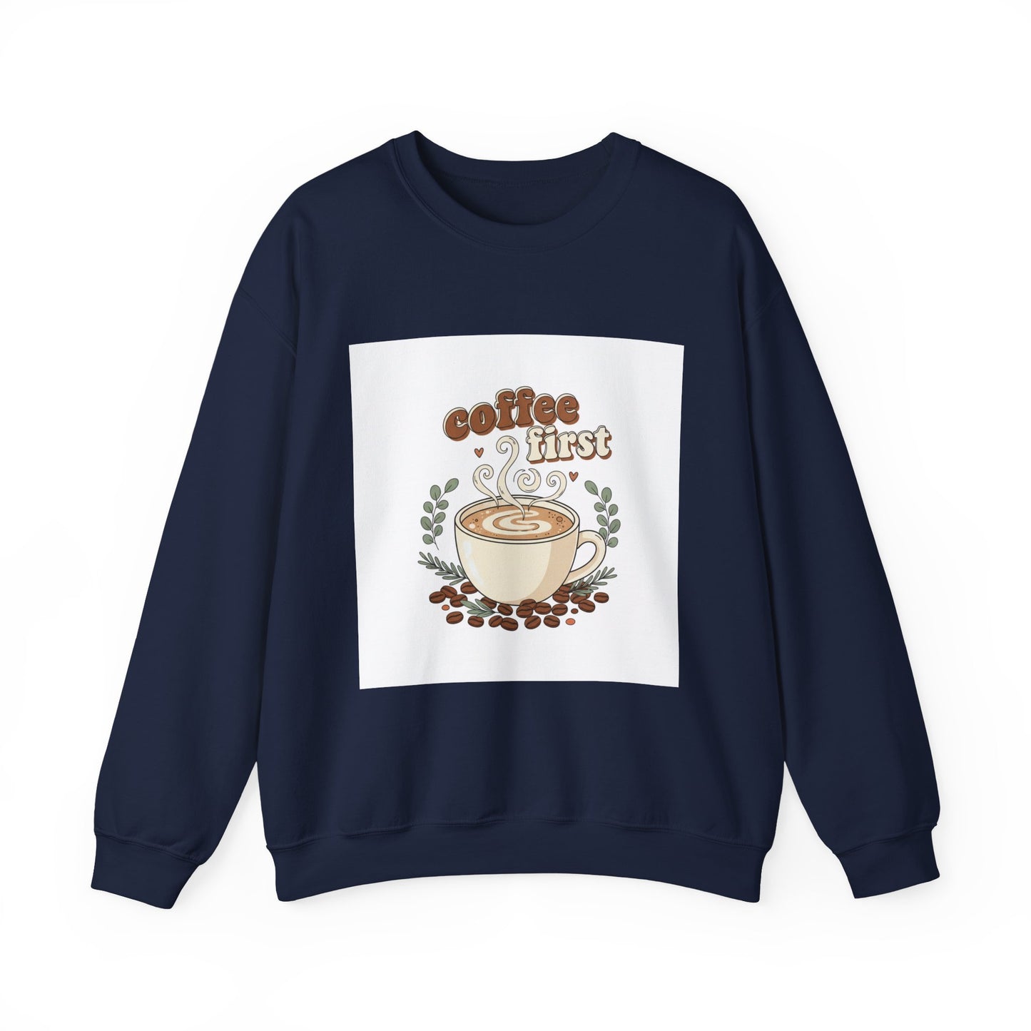 coffee first Crewneck Sweatshirt, coffee aesthetic, latte art design