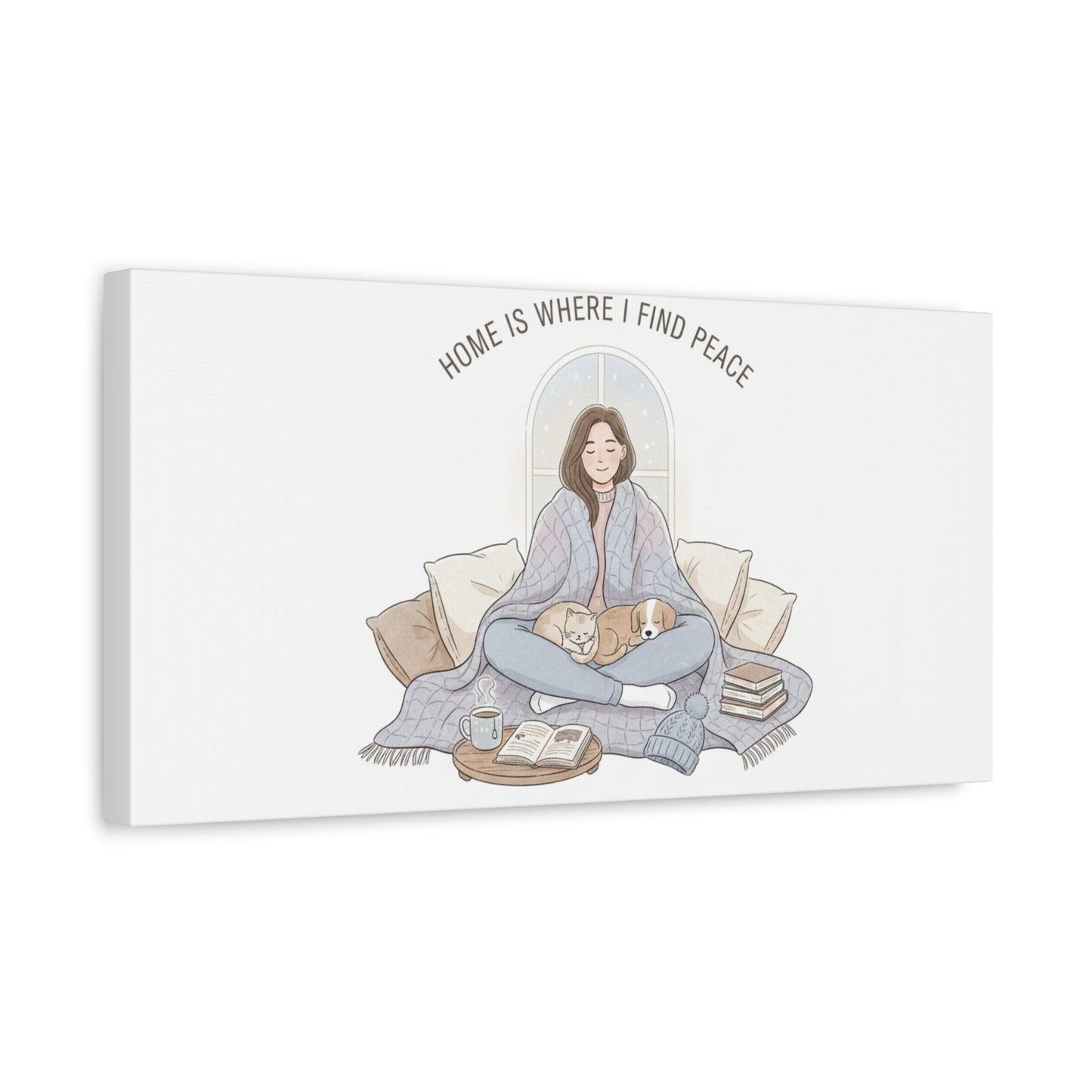 Home Is Where I Find Peace Canvas | Cozy Homebody Wall Art, Introvert Winter