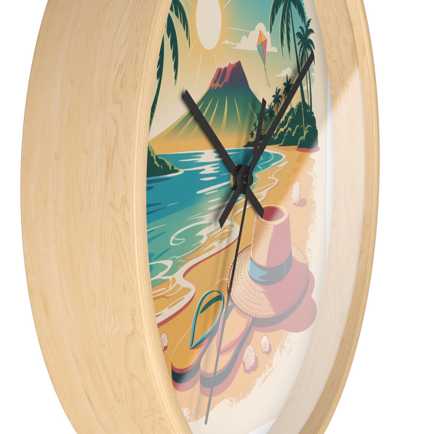 Tropical Beach Wall Clock — Vintage Island Sunset Design