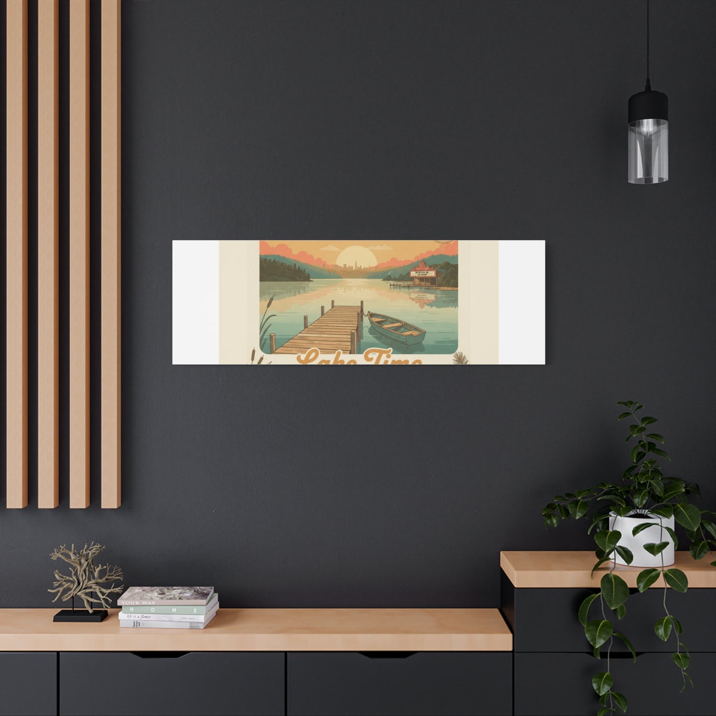 Vintage Postcard Canvas Lake Time Print
