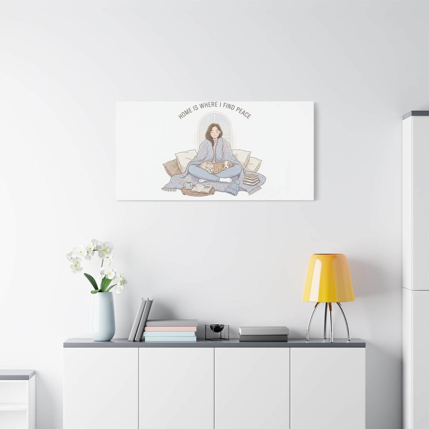 Home Is Where I Find Peace Canvas | Cozy Homebody Wall Art, Introvert Winter