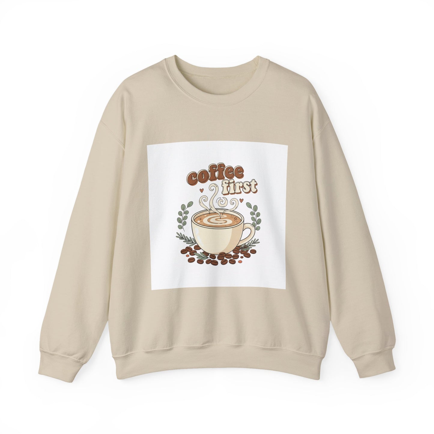 coffee first Crewneck Sweatshirt, coffee aesthetic, latte art design