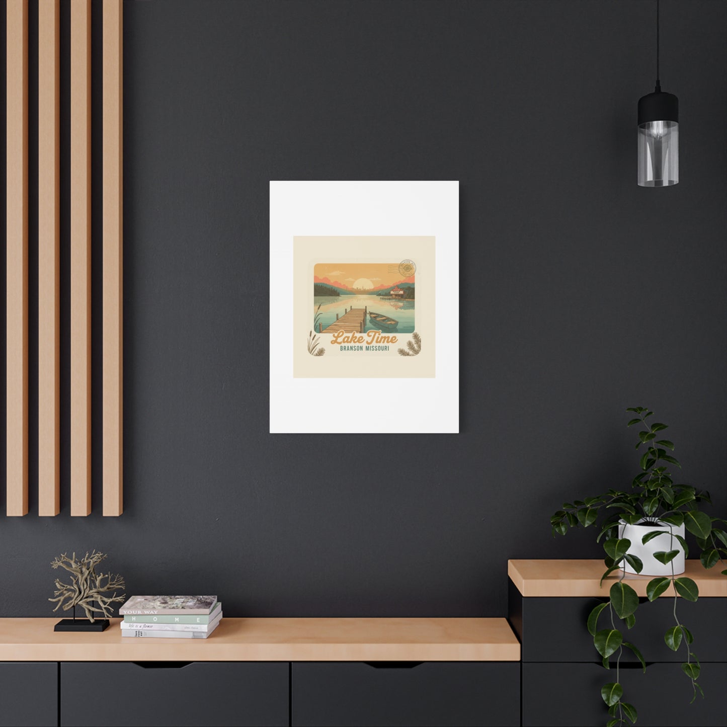 Vintage Postcard Canvas Lake Time Print