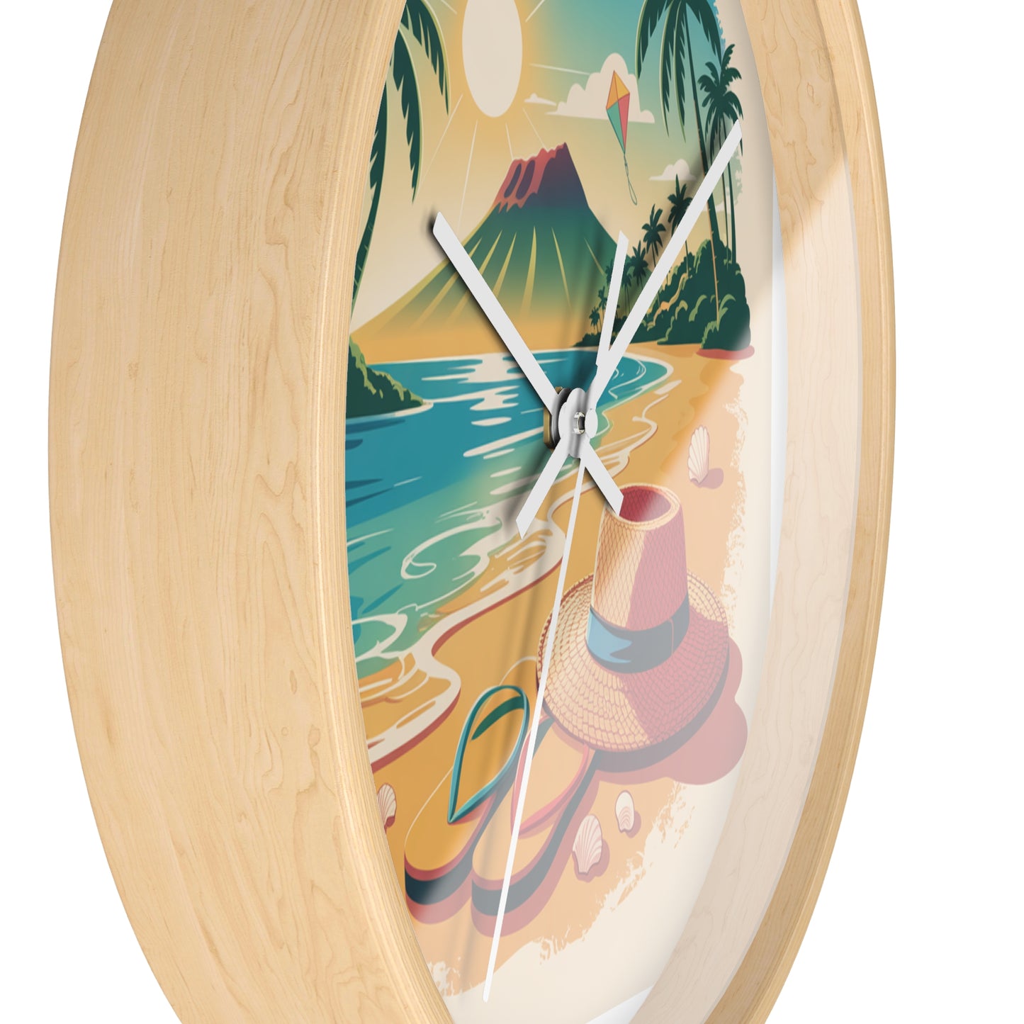 Tropical Beach Wall Clock — Vintage Island Sunset Design