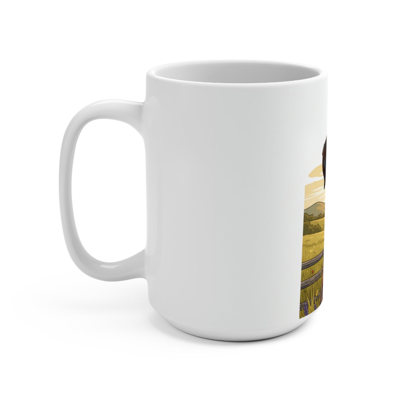 Boxer Dog Mug - Scenic Countryside 15oz Ceramic Coffee Cup