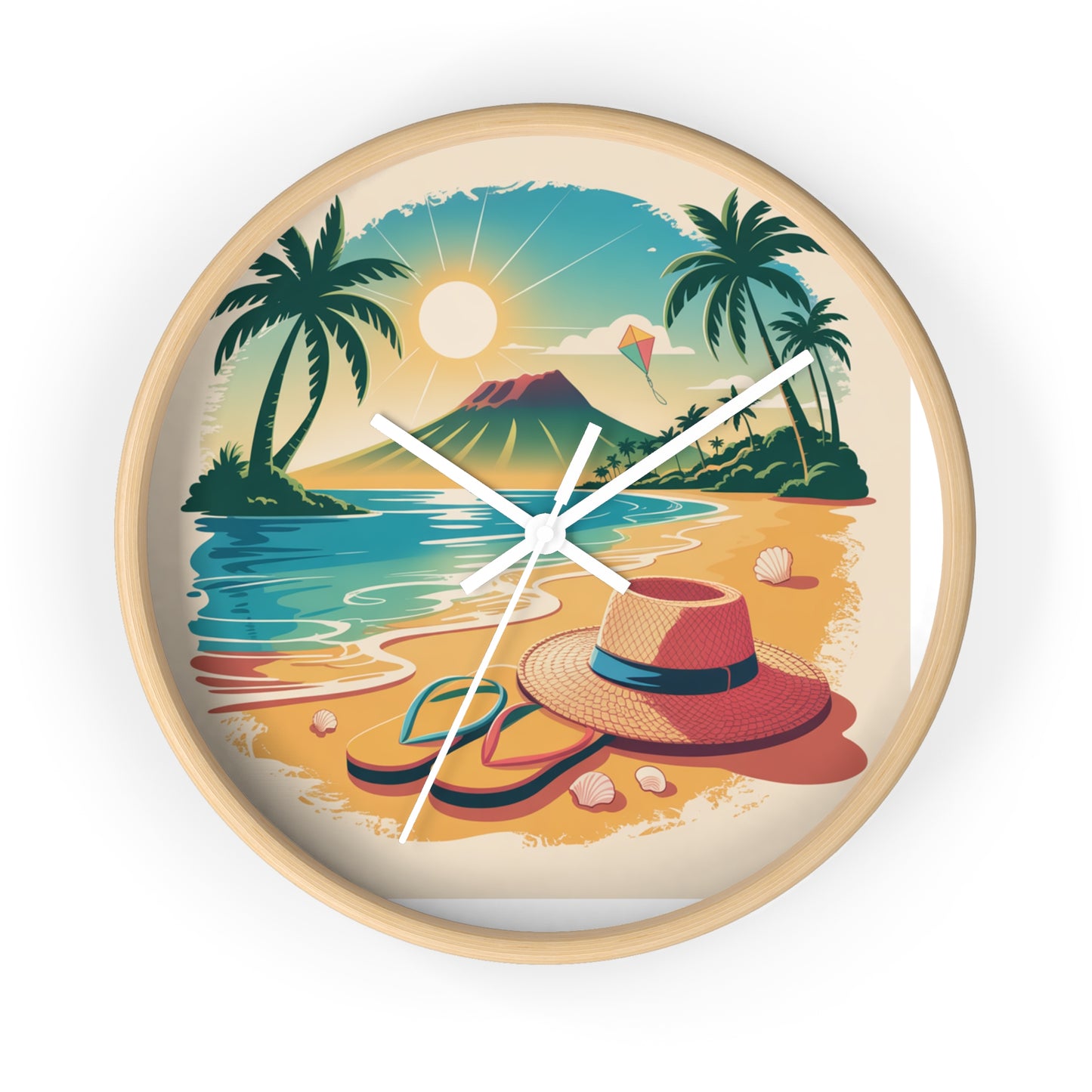Tropical Beach Wall Clock — Vintage Island Sunset Design
