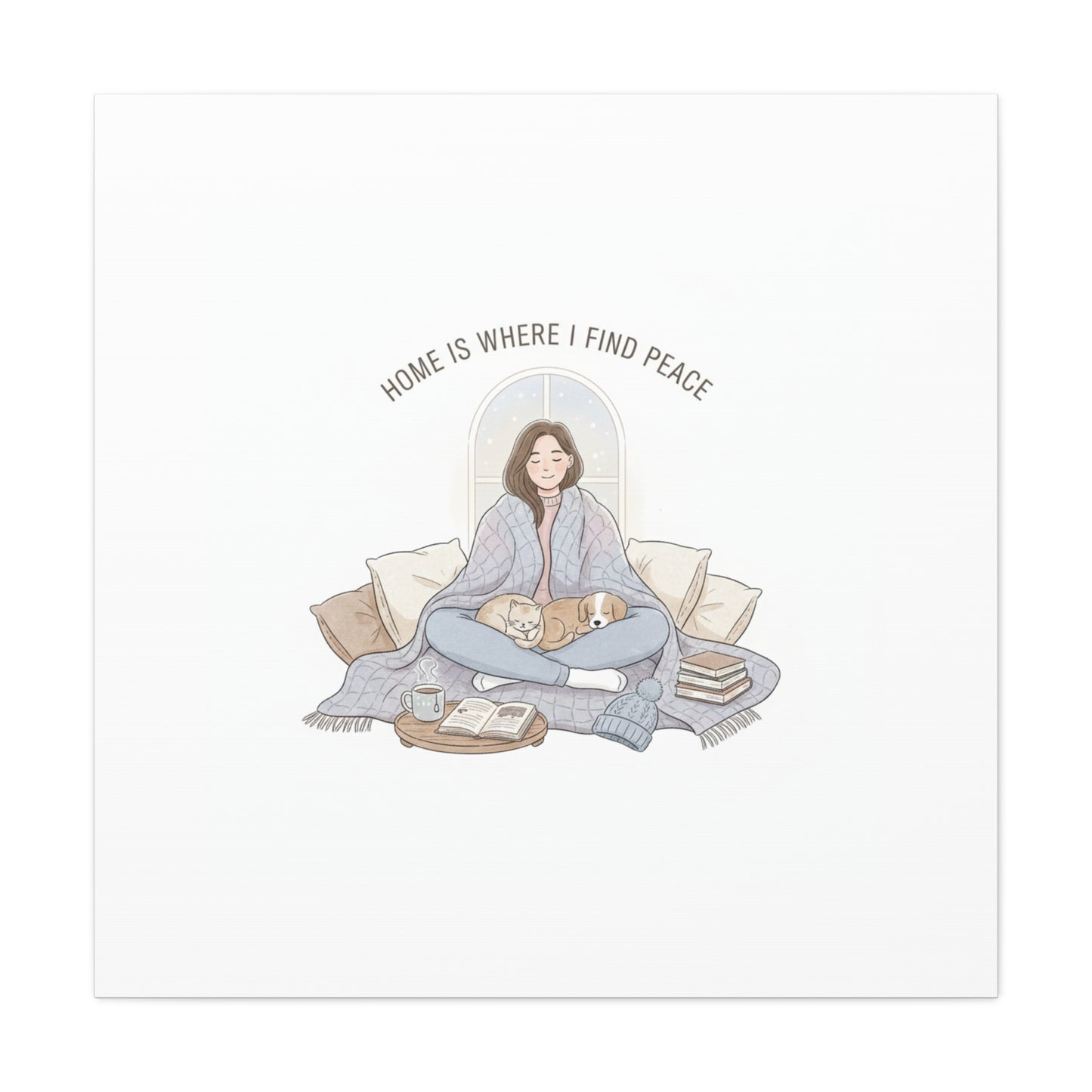 Home Is Where I Find Peace Canvas | Cozy Homebody Wall Art, Introvert Winter