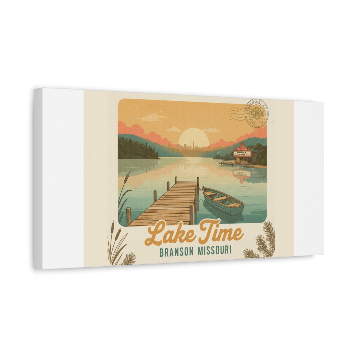 Vintage Postcard Canvas Lake Time Print