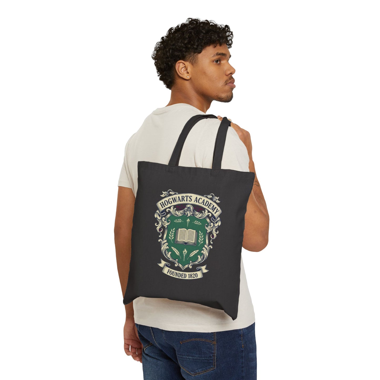 Hogwarts Ivy-Style Crest Tote | Collegiate Club Emblem, Vintage Prep Canvas