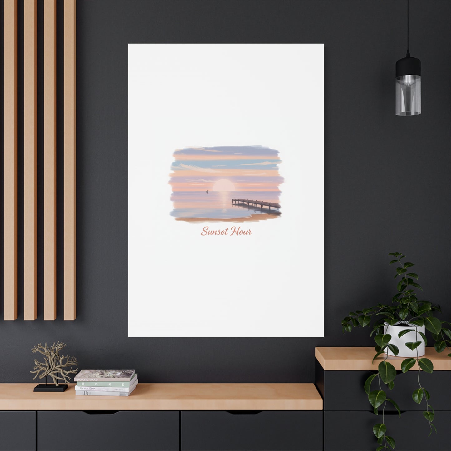 Sunset Hour Canvas, Matte Stretched 1.25" | Minimal Luxe Gold Accent