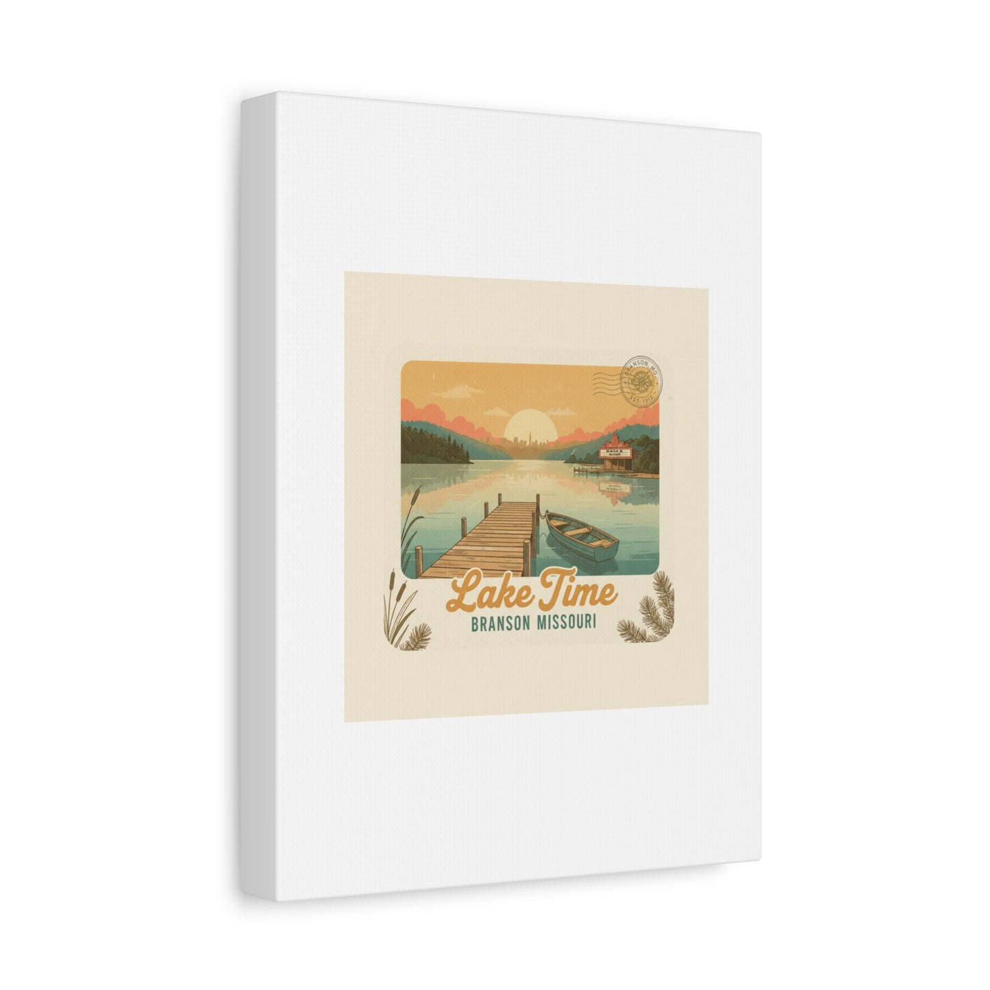 Vintage Postcard Canvas Lake Time Print