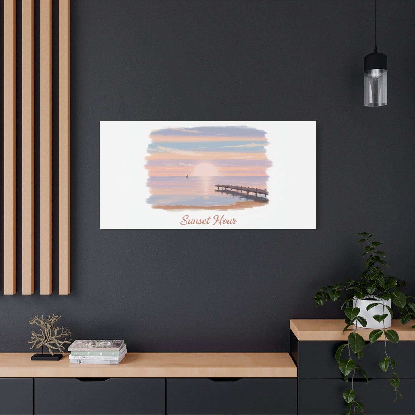Sunset Hour Canvas, Matte Stretched 1.25" | Minimal Luxe Gold Accent