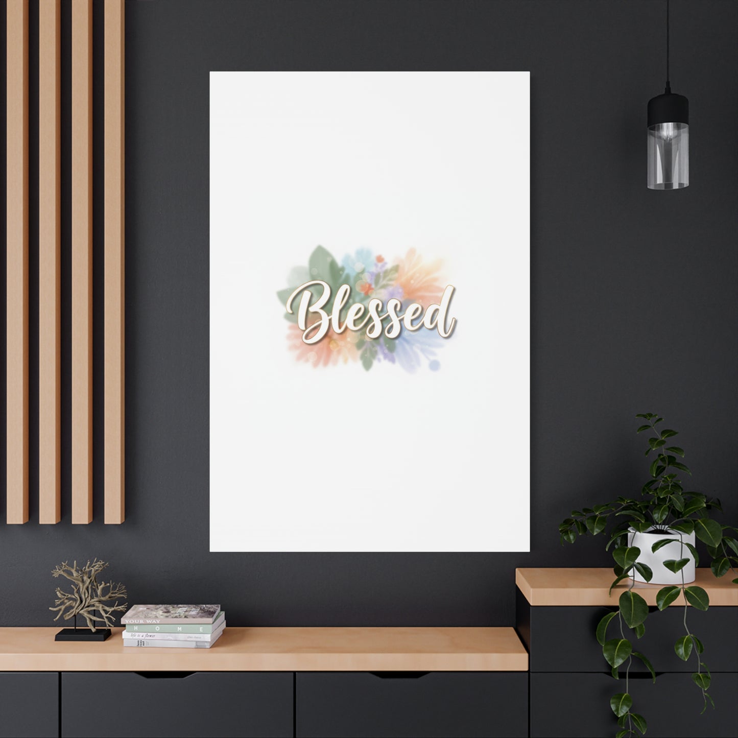 Blessed Floral Script Canvas