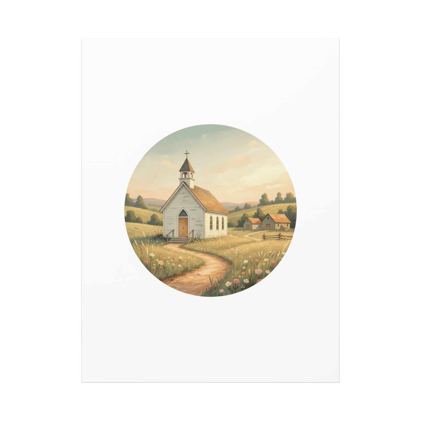 Country Church Matte Canvas, Stretched, 1.25"