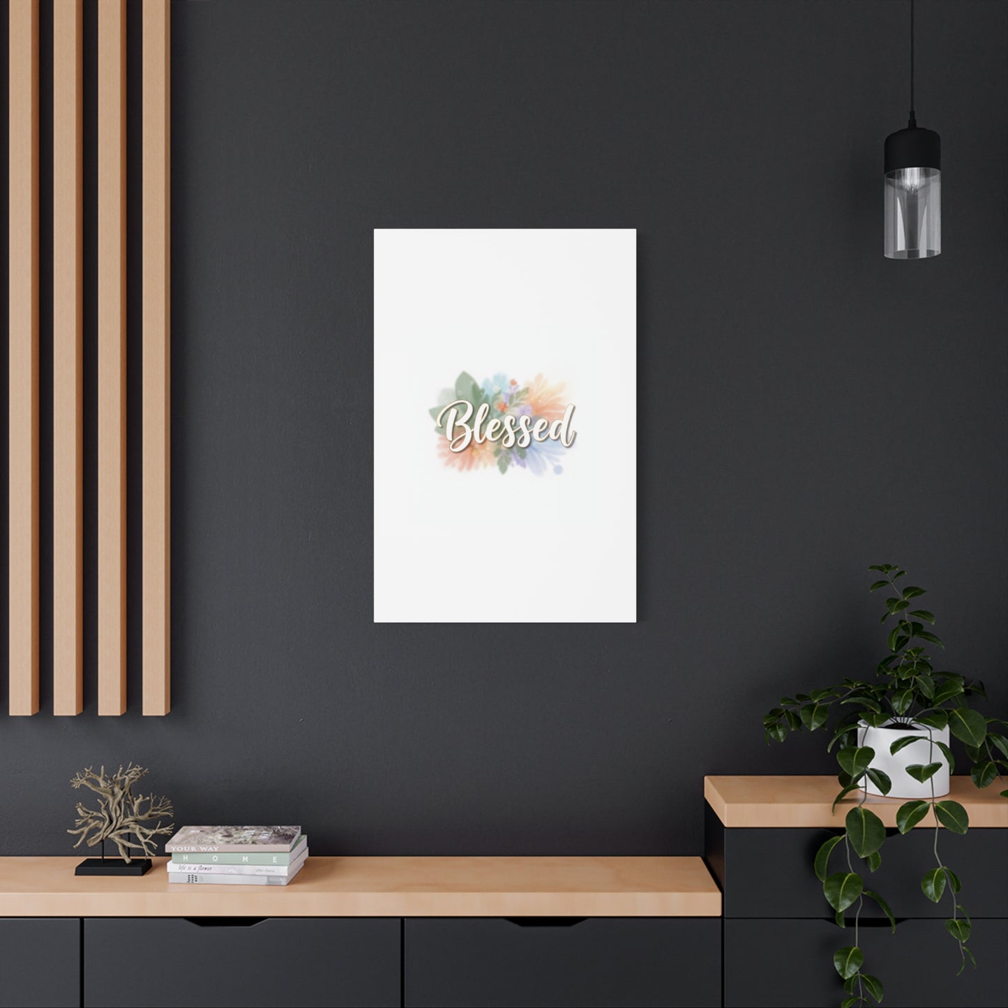 Blessed Floral Script Canvas