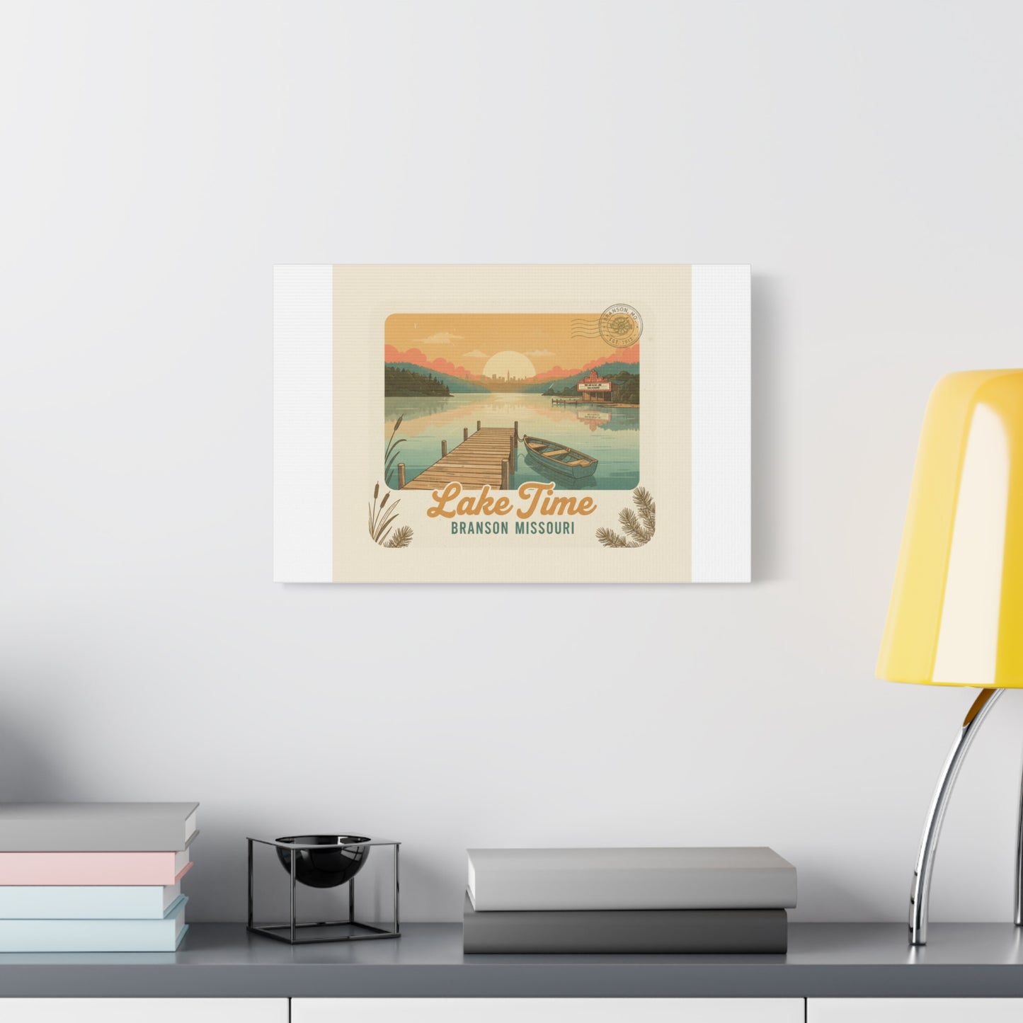 Vintage Postcard Canvas Lake Time Print