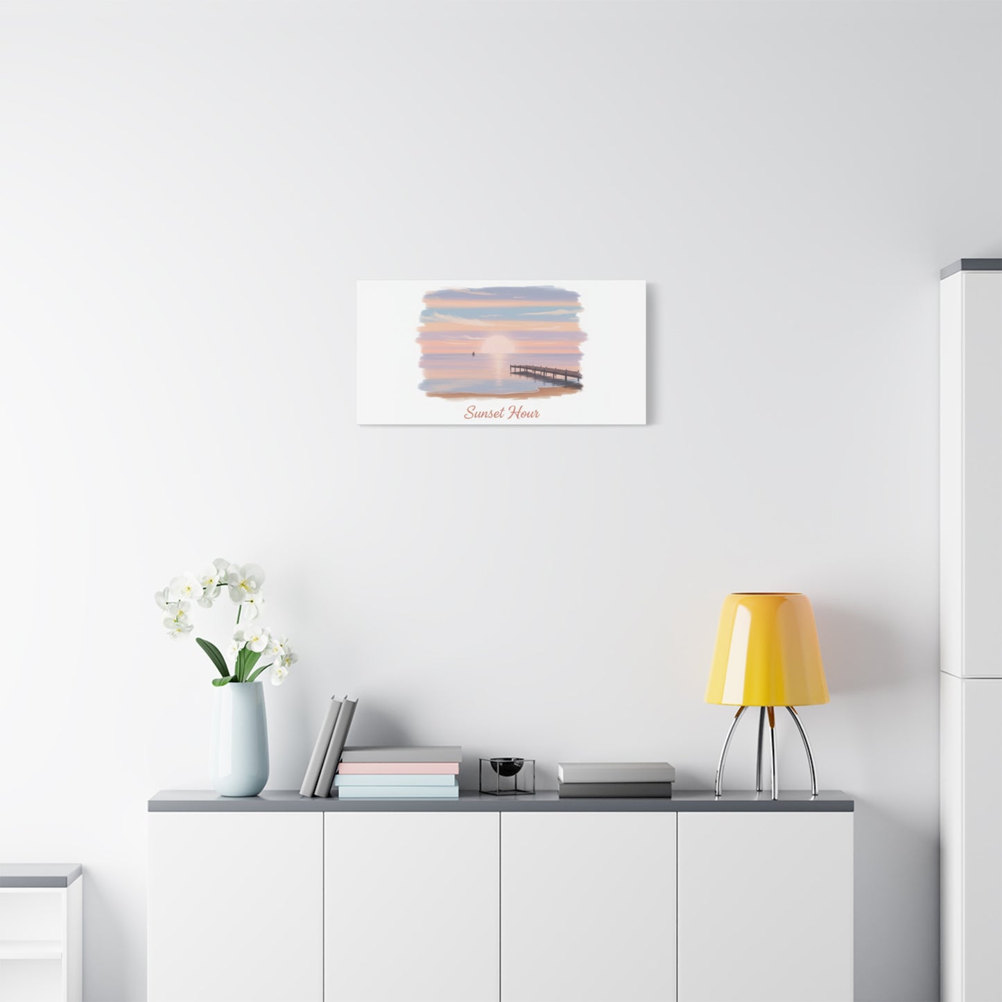 Sunset Hour Canvas, Matte Stretched 1.25" | Minimal Luxe Gold Accent