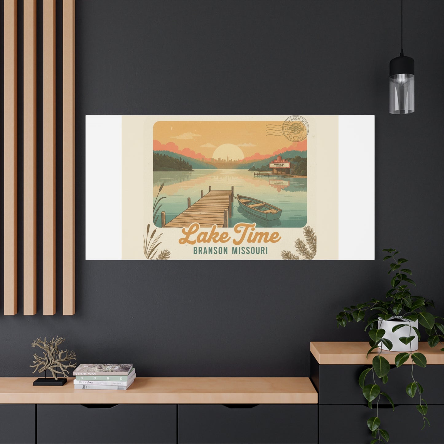 Vintage Postcard Canvas Lake Time Print